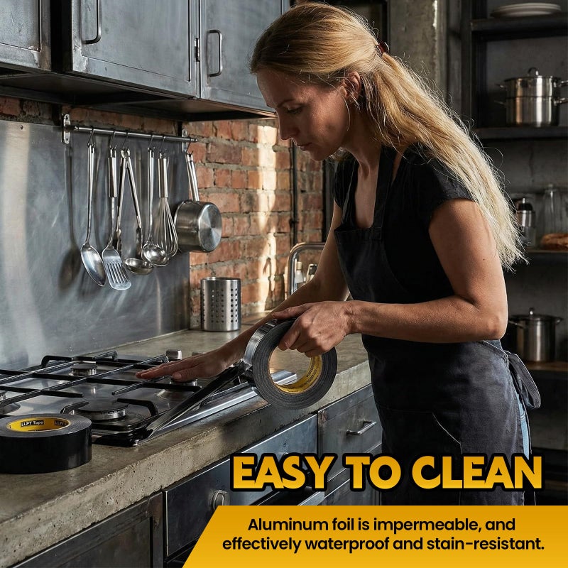 LLPT Aluminum Black Foil Tape 2 Inches x 55 Yards 3.94 Mil Heavy Duty Adhesive HVAC Sealing Hot Cold Air Duct Tape for Pipe Metal Repair (BF255) - Image 4